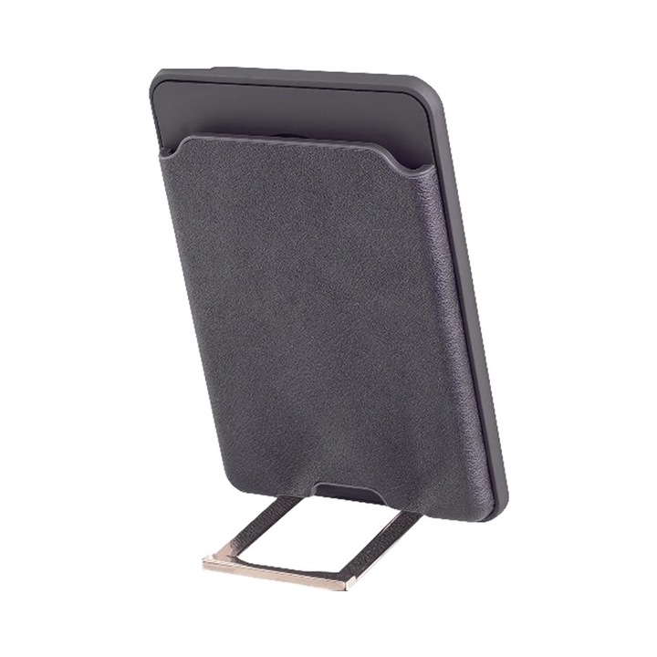 Incarcator 3-in-1 pentru smartphone FONIX, compatibil cu orice tip de smartphone cu husa MagSafe sau Apple iPhone 12/13/14/15 Mini/Plus/Pro/Pro Max, Stand pentru telefon, Incarcator Wireless, Husa pentru Carduri, Magneti, Rezistent la socuri, Negru