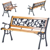 Banca de gradina KADAX, ergonomica, zel si lemn de brad, 122x53x73cm