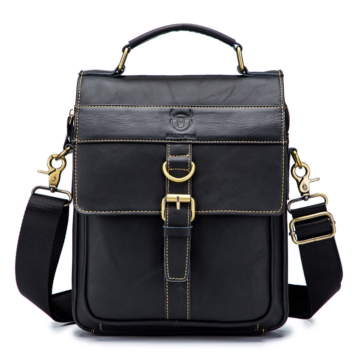 Natty Pell crossbody válltáska Bull Captain modell fekete természetes bőrből, 302