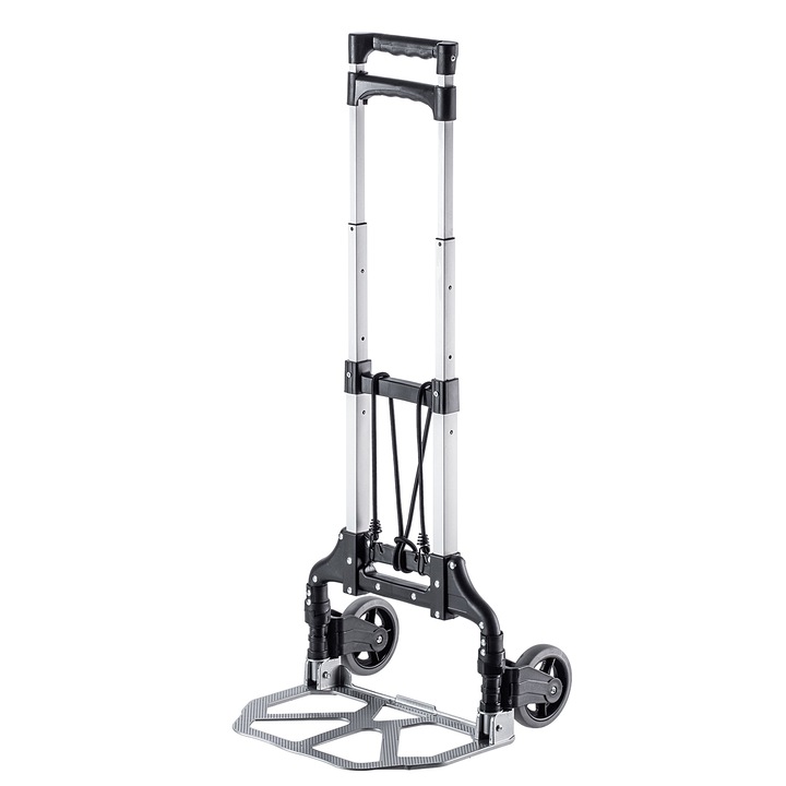 Carucior transport pliabil KADAX, capacitate 70kg, aluminiu, argintiu/negru