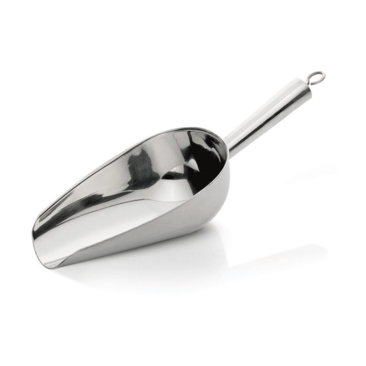 Scafa inox cu maner 350 ml, dimensiuni cupa 14.5 x 7.5 cm, finisaj lucios