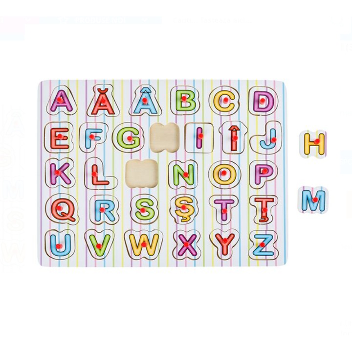 Дървен пъзел модел Азбука с букви 31 части 21.5х29.5см