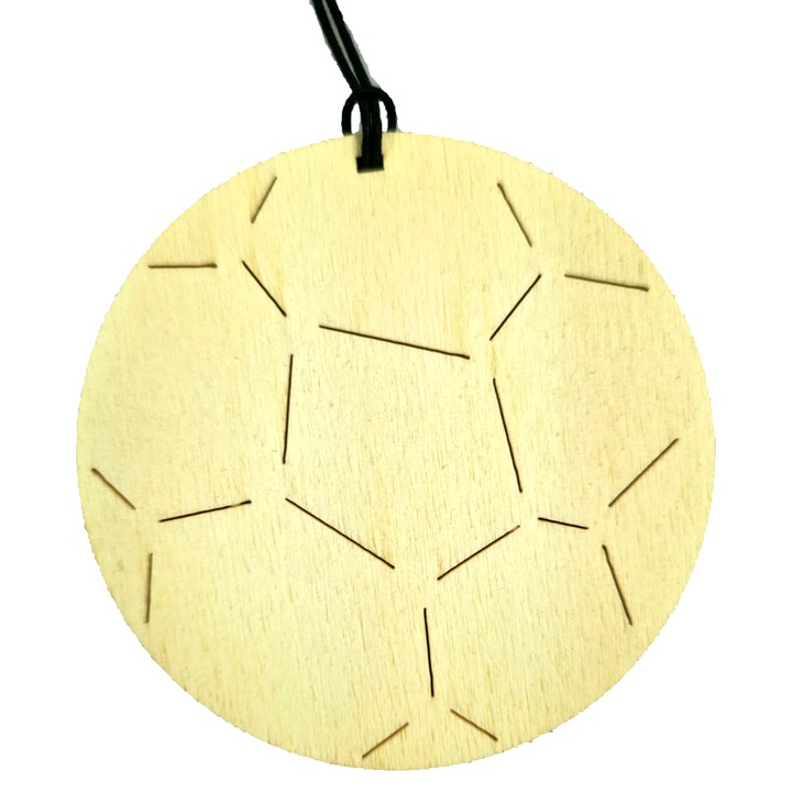 Ornament auto oglinda, lemn plop, minge de fotbal, 8 cm