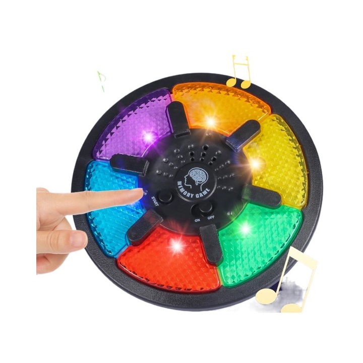 Joc memorie interactiv, secvential cu lumini si sunete, multicolor, pentru copii peste 8 ani