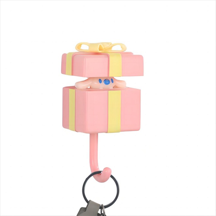 Carlige adezive ASDIIT® designul cutiei cadou, fara gaunire carlige de prosoape, plastic, roz