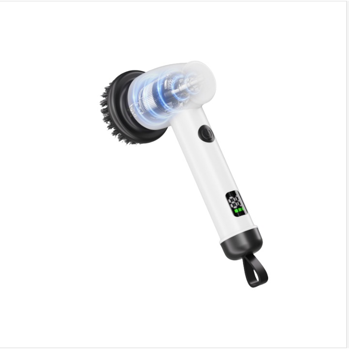 Perie de curatare, impermeabila, accesorii multifunctionale, trei viteze, baterie fara fir, durata lunga de viata, compacta si portabila