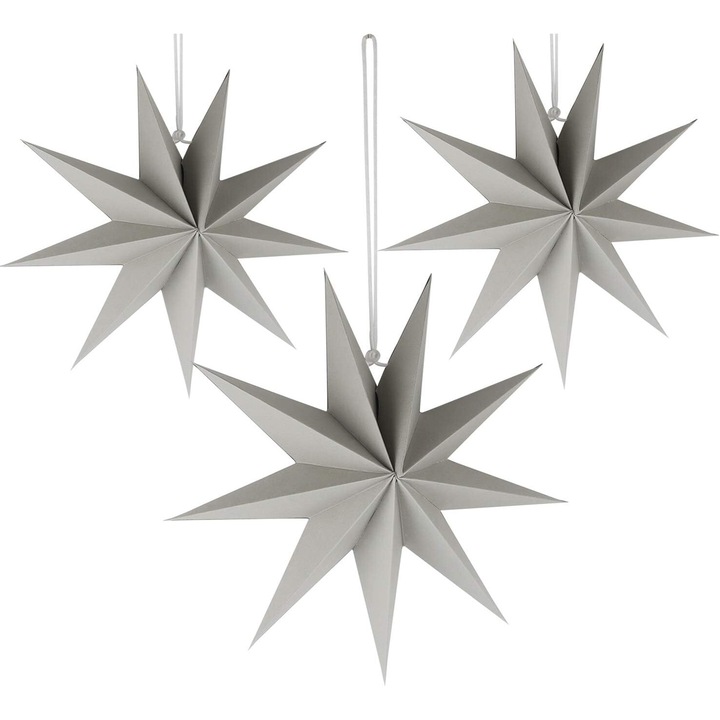 Decor stele din hartie 3D, hartie groasa de inalta calitate pentru farmec de durata, lanterna din hartie reutilizabila cu design minimalist elegant, ideala pentru decorul casei si decorarea petrecerilor (set de 3)