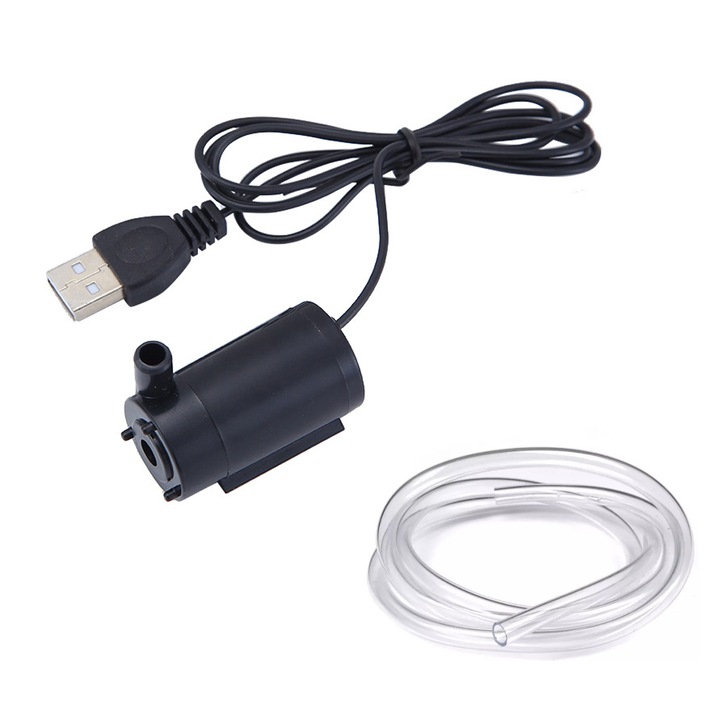 Mini pompa submersibila pentru acvariu, design ultra silentios asigura un mediu linistit, ideala pentru acvarii si hidroponie, include filtru usor de curatat, 2 buc.