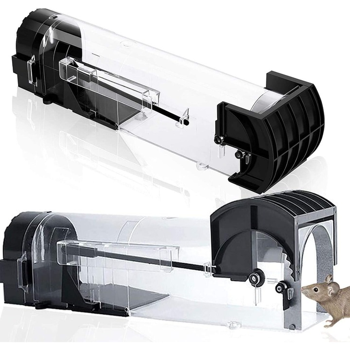 Capcane pentru soareci, Enforose, 2 bucati, plastic transparent, arc sensibil, constructie durabila