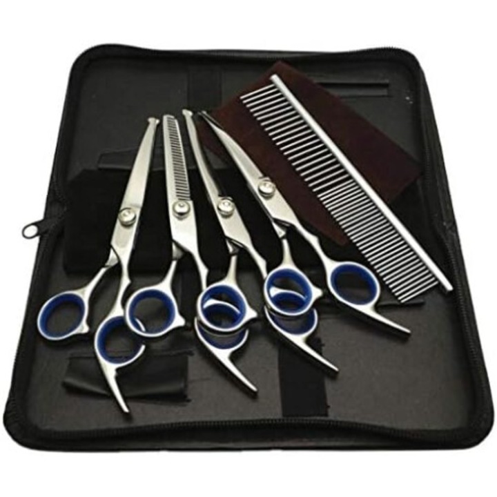 Kisállat ápolókészlet, Enforose, rozsdamentes acél eszközök, ergonomikus kényelem, vágóollók védelemmel