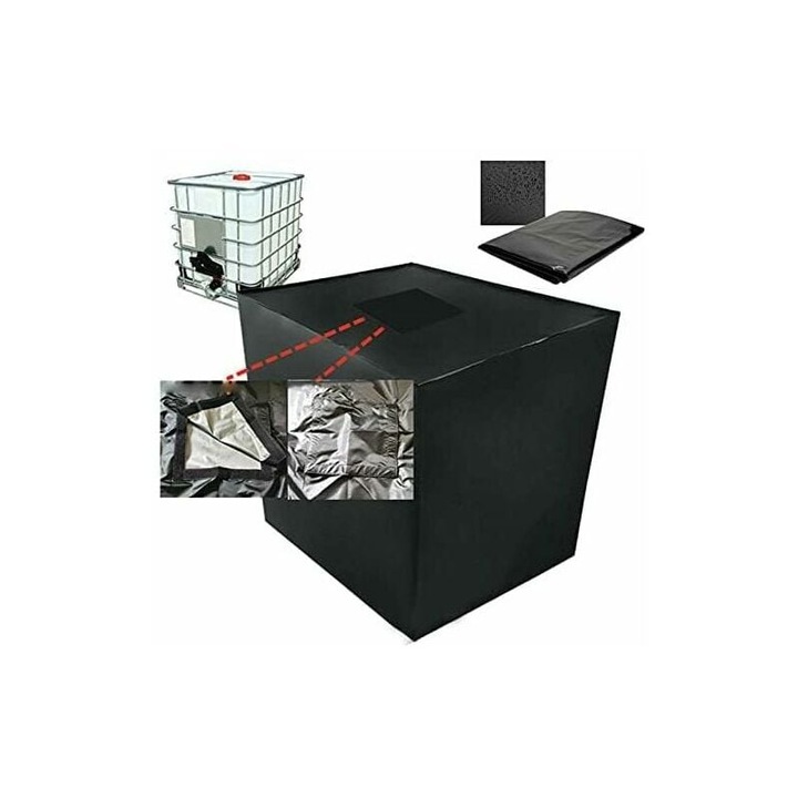 Покривало за резервоар за вода, Покривало за 1000 л IBC резервоар с правоъгълен капак 25x25см, Прахоустойчиво UV-защитно Водоустойчиво (116 x 100 x 120 см)