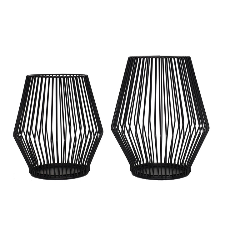 Метални държачи за свещи, декоративни LED свещи с таймер от здрав черен метал, за интериорни и екстериорни декорации, обемен дизайн, лампи на батерии за модерен фермерски стил