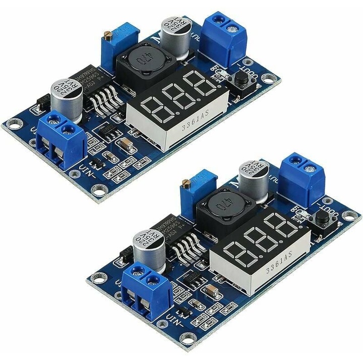 Комплект от 2 DC-DC захранващи модула, 36V-24V-12V до 5V, проводник от чиста мед, с LED дисплей