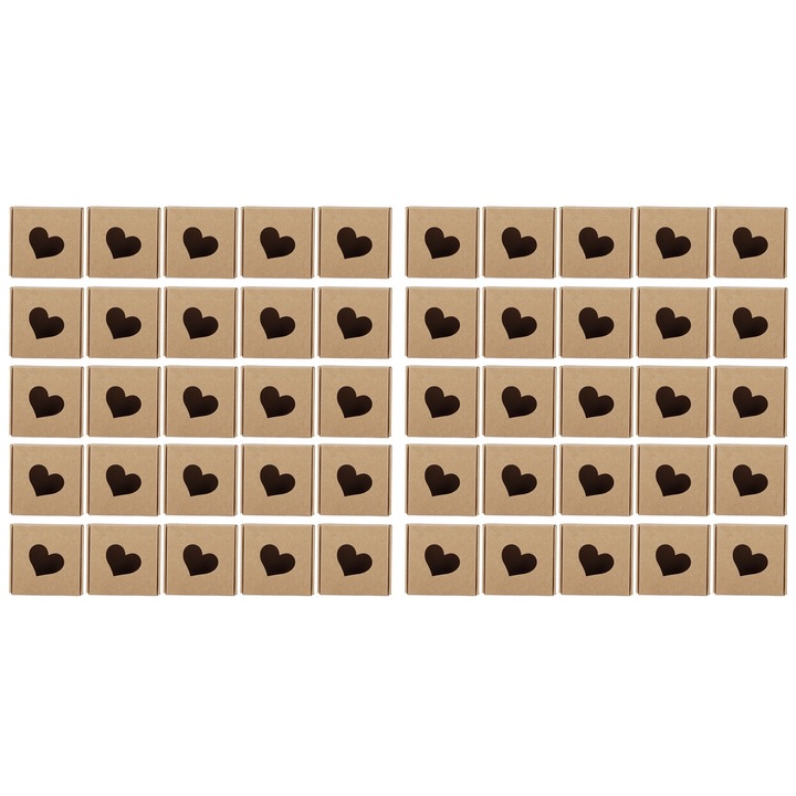 Комплект от 50 картонени кутии за сапун, кафяви, 65x65x30mm