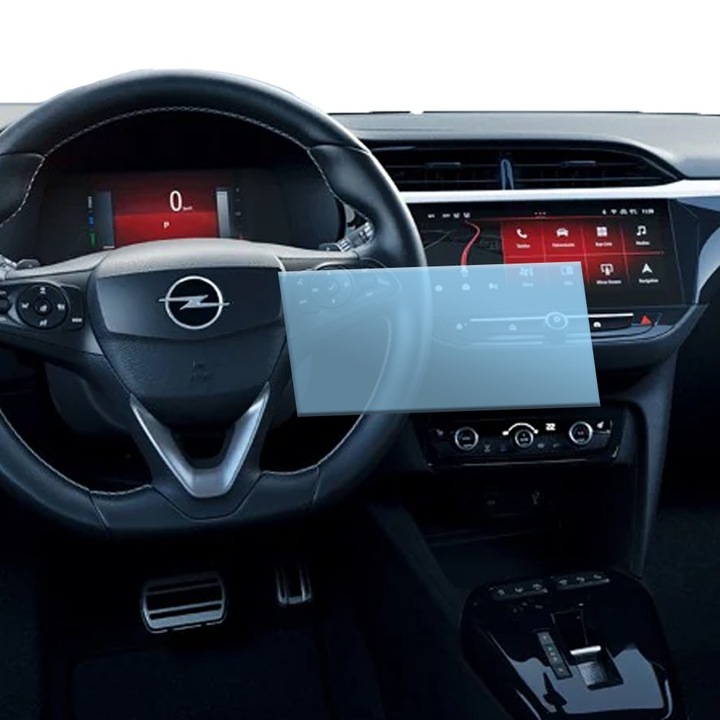 Регенерируемо хидрогелно защитно фолио за автомобилна навигация за Opel Corsa F e, OPTIM SOLUTION, пълна защита, гъвкав хидрокристал, безупречен външен вид, технология Premium Optim Core, против надраскване, усъвършенствана чувствителност, прозрачен