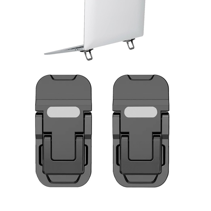 Suport pliabil pentru laptop, Stand/Cooler notebook, unghiuri reglabile, negru, pana la 17.3 inch