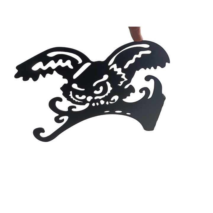 Suport de perete pentru ghiveci, KYRAN STEEL, Model bufnita, Negru mat