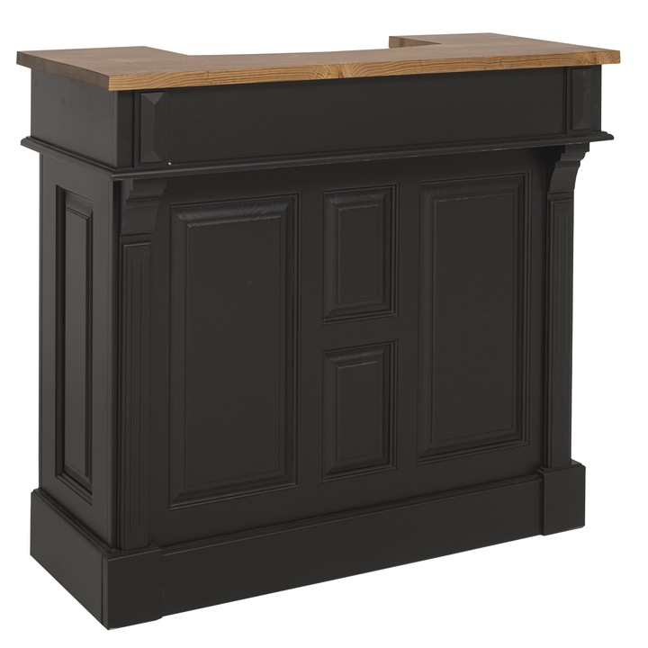 Bárpult 120cm, munkalap színe barna P084, bútortest színe fekete P003, dupla színű, 100% tömör fa, 120x51x107 cm