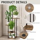 Suport pentru plante, VASZOLA, cu 5 nivele, din lemn, cu picioare metalice, 106 cm, Maro natur/ Negru