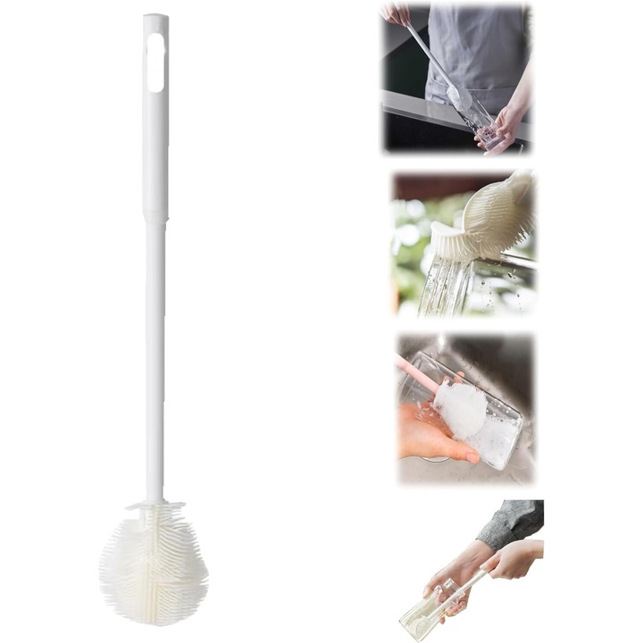 Set 2 perii de curatat pliabile, multifunctionale, cap rotativ 360°, maner lung, pentru cani si sticle