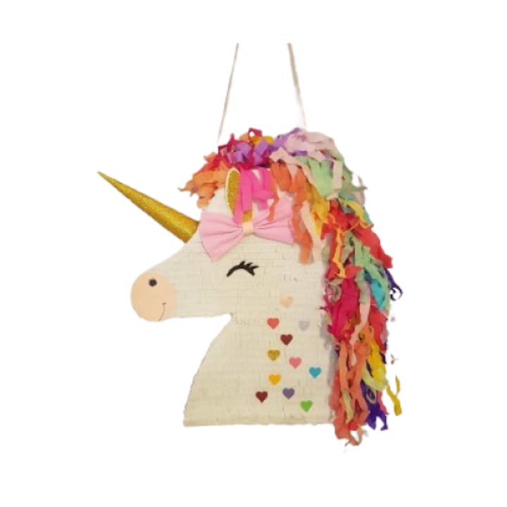 Pinata petrecere model unicorn, carton/ hartie, multicolor, aprox.65 x 45 cm + bat