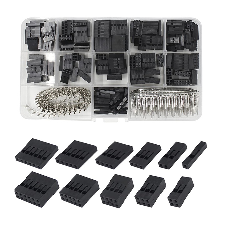 Chucai комплект конектори и кримпващи щифтове, мъжки-женски, 620 части, 2,54 mm, 18-26AWG