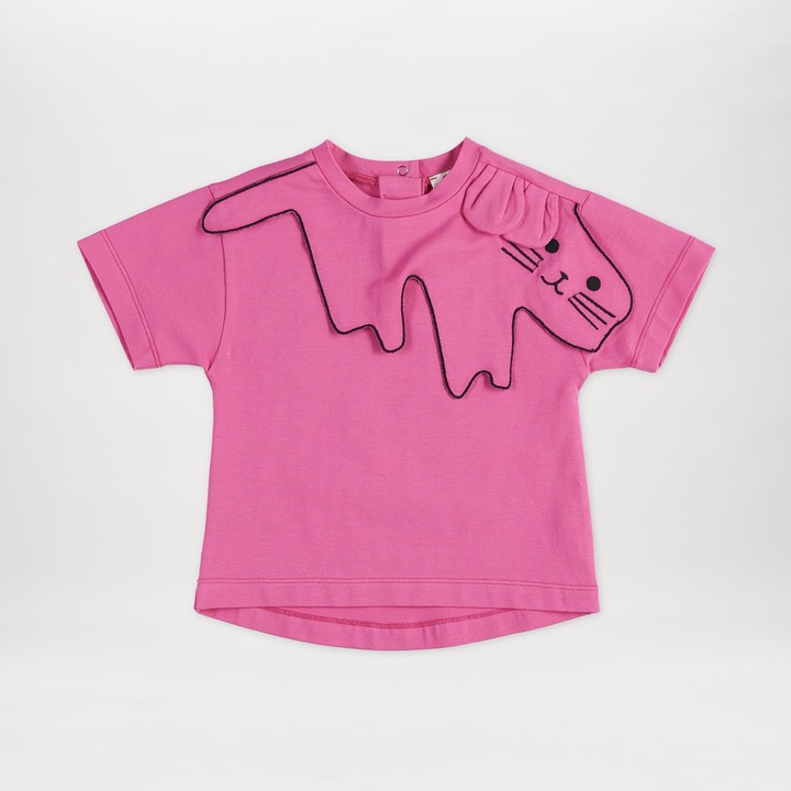 Hímzett galléros póló cica PANCO - Hope, Fukszia, lányoknak, Fukszia