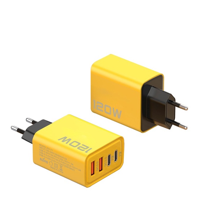 Зарядно за таблет, двоен PD адаптер, 2USB, тип C, 120W