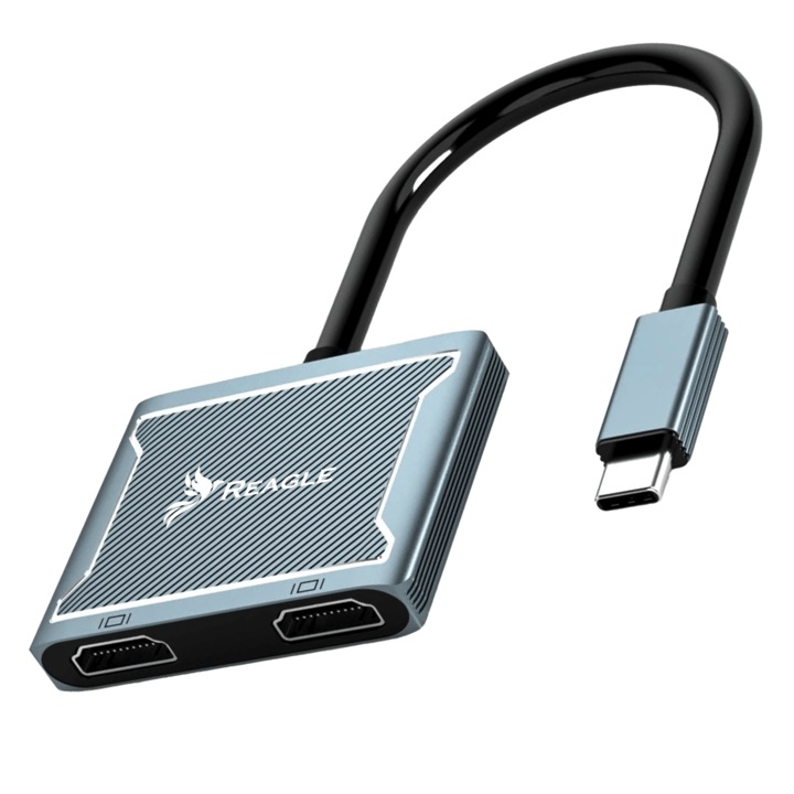 Хъб Reagle Hub Usb-C Adapter Dual 2X Hdmi 4K Mst Usb Macbook M1 M2 M3 Pd 100W
