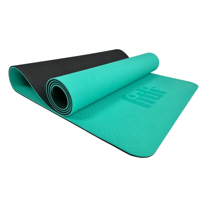Jógaszőnyeg gyakorlatokhoz, gumiból, 183x61 cm, Türkiz