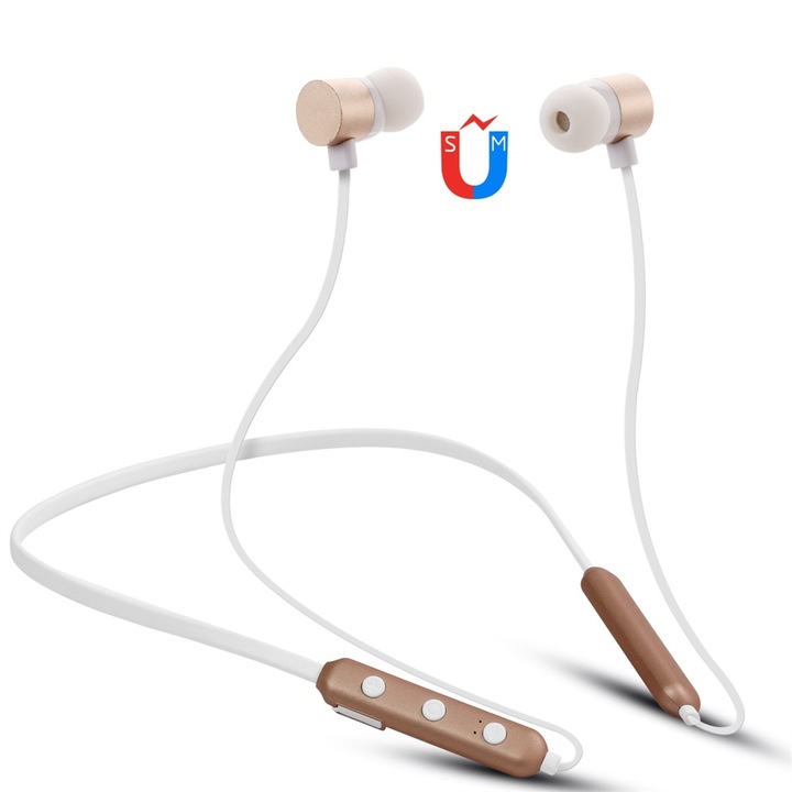 Casti In-Ear, BT-900 Bluetooth 4.2, Design cu Guler, Comutare rosuare Muzica Control Volum, auriu