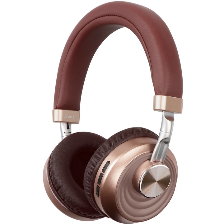 Casti Over-Ear, VJ083 wireless, design pliabil, conectivitate Bluetooth, gaming si muzica, auriu
