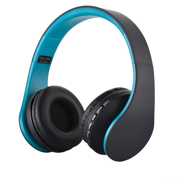 Casti wireless Over-Ear, BTH-811, pliabile, stereo, Bluetooth wireless, radio FM, player MP3, perfecte pentru dispozitivele Xiaomi, Apple, Samsung, Sony, albastru