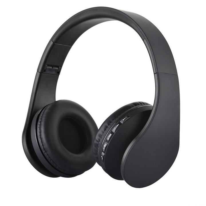 Casti Over-Ear, BTH-811, Wireless, Bluetooth, pliabile, stereo cu MP3 & FM Radio, compatibile cu iPhone, Xiaomi, Samsung, Sony, Huawei, Negru