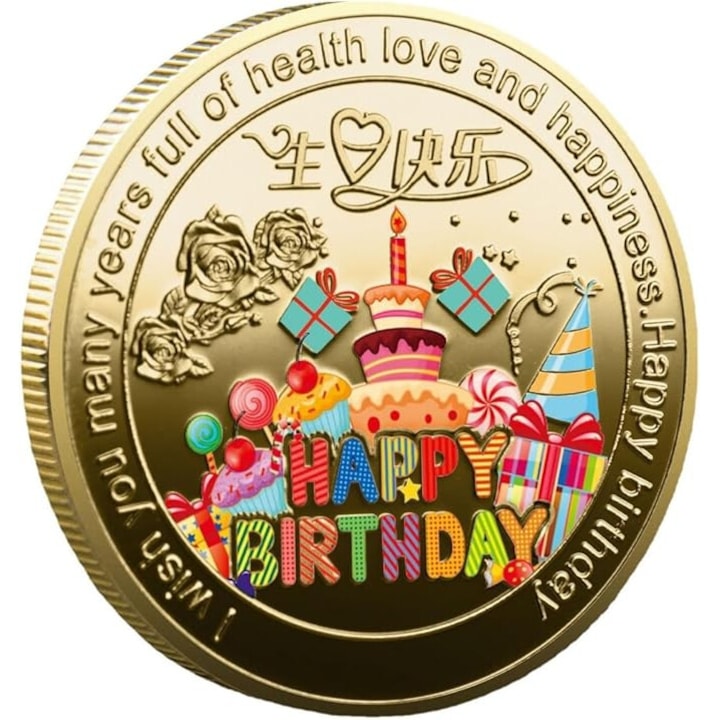 Moneda Comemorativa KitsKap®, "Happy Birthday", 40mm, cadou colectie