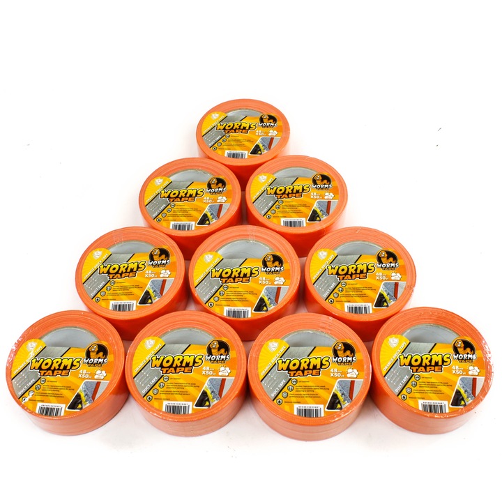 Set 10 bucati, banda de mascar, Worms Tape 48mm 50yd