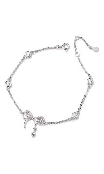 Bratara Argint 925 cu Pandantiv Fundita si Cristale pentru Femei, Placat cu Rodiu