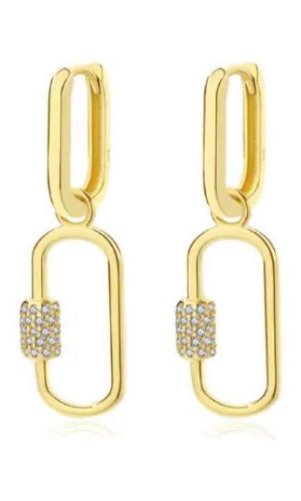 Cercei Zale din Argint 925 cu Cristale, placati cu Aur de 18K