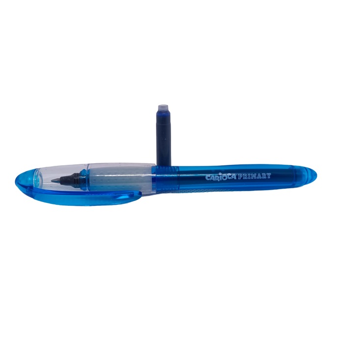 Pix roller Carioca Primary Stilosphera • patron de cerneala standard sau lung• corp din plastic translucid, clema plastic, culoare corp albastru