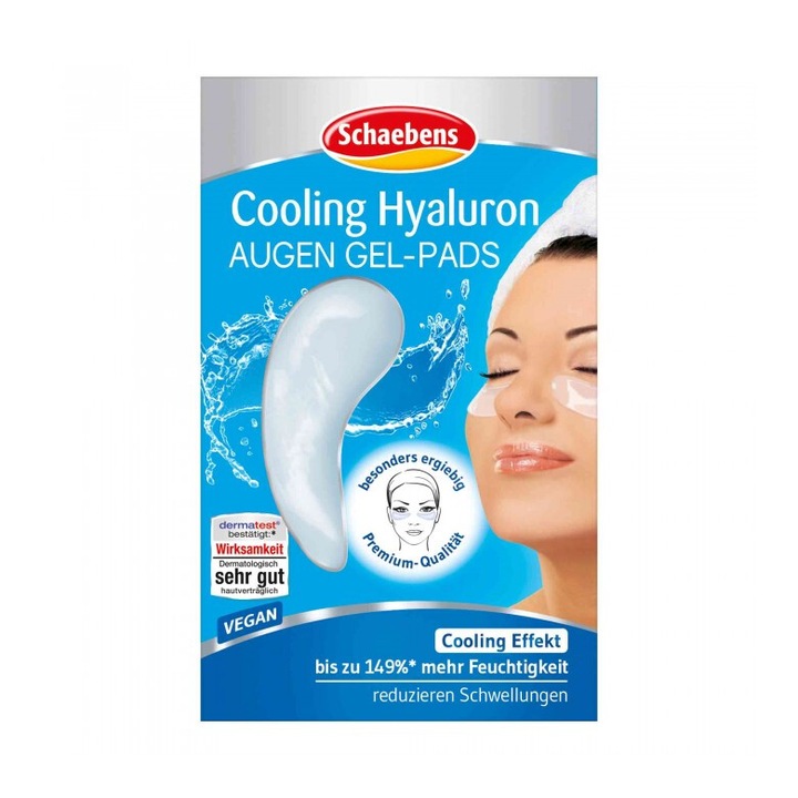 Masca hidrogel pentru ochi, Schaebens, Acid Hialuronic si Colagen, 2 buc