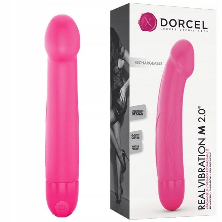 Вибратор Dorcel Real Vibration M 2.0, 10 режима на вибрация, Силикон, Цвят маджента, 18x3.7cm