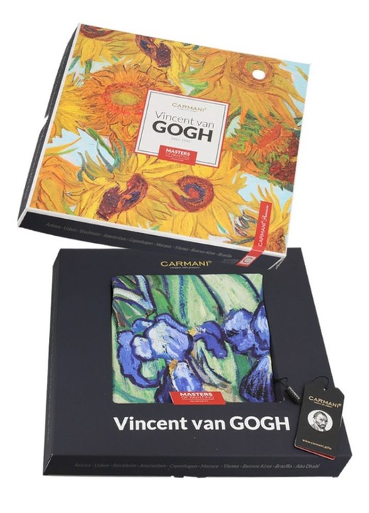 Esarfa Luka, V. van Gogh, Irysy, 90x90cm, pachet cadou, multicolor