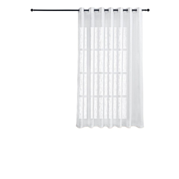 Pony Dance függöny, fém gyűrűkkel, félig átlátszó, vászon textúrával, fehér, 255 x 213 cm