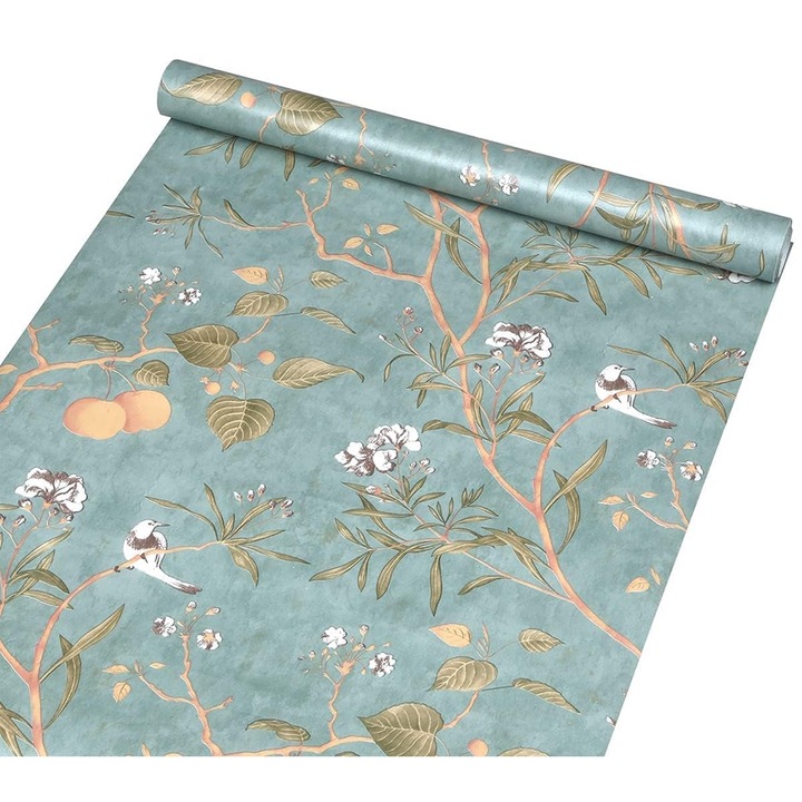 Tapet autoadeziv BOMSTOM, vinil lavabil, verde, 0.445x10m, set pentru orice incapere