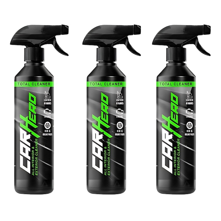 Set 3 x Solutie Curatare Generala si Scos Pete, Total Cleaner, Car Hero, Detailing Auto, 500ml