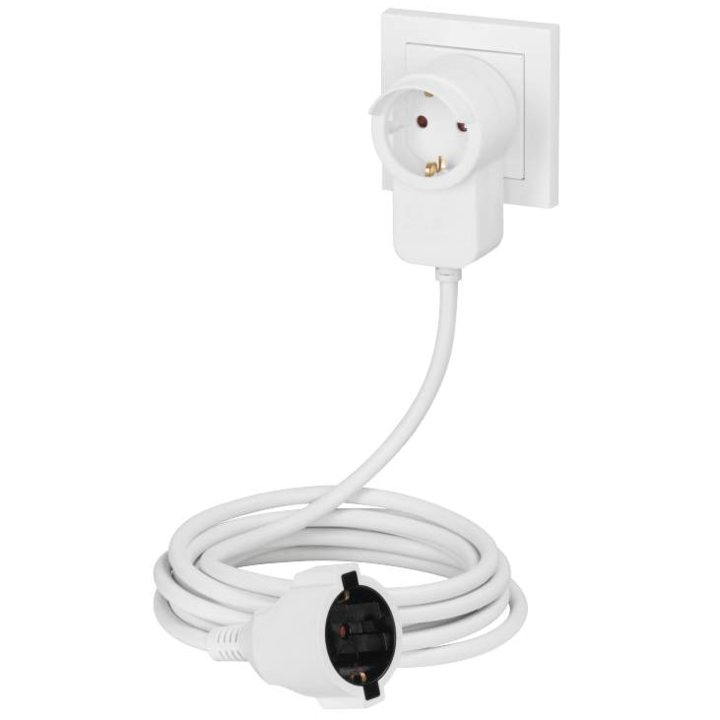 Удължител Hama Powerplug, Заземяване, Допълнително гнездо, H05VV-F3G1.5, 3 м, Бял