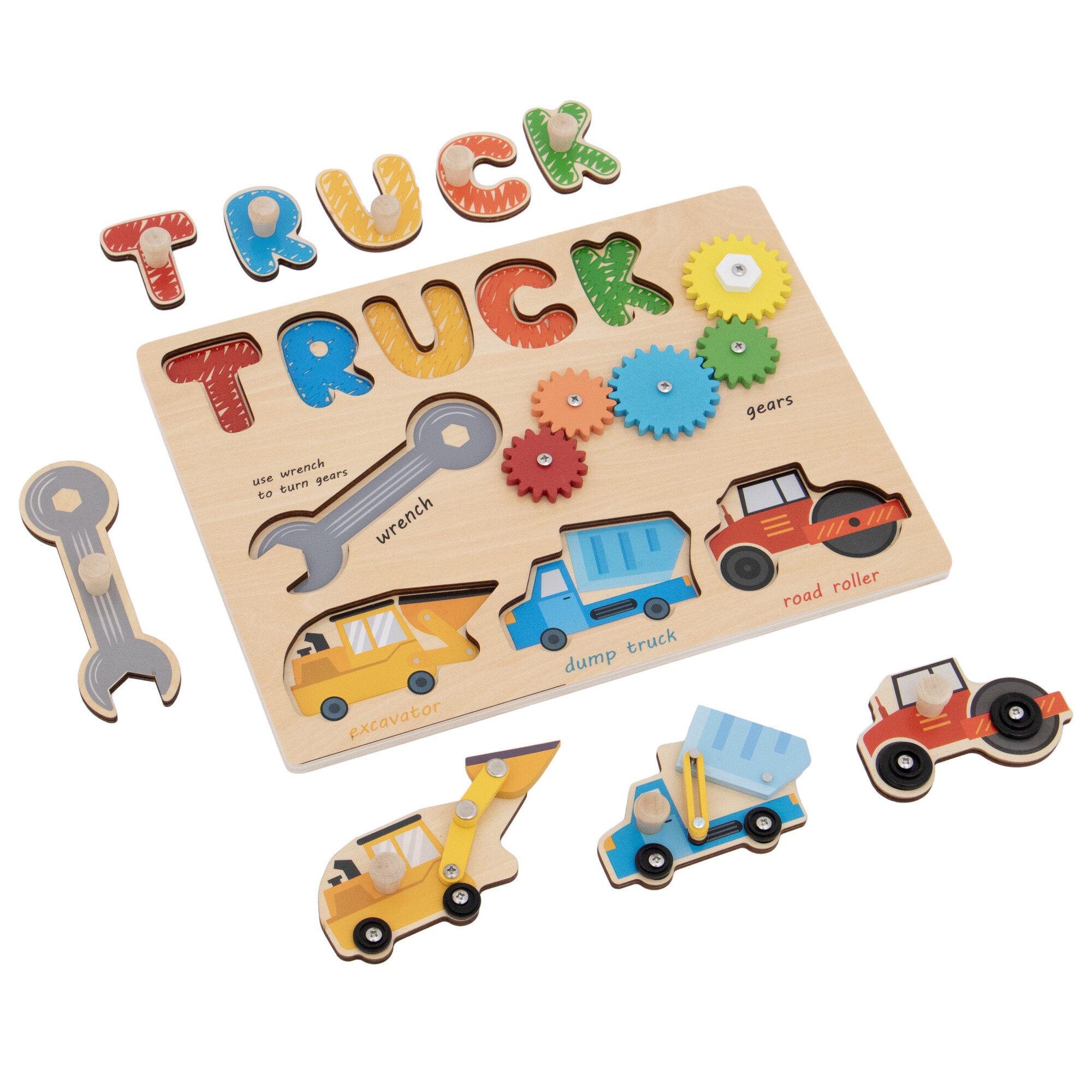 Puzzle din lemn Mappy - Utilaje constructie