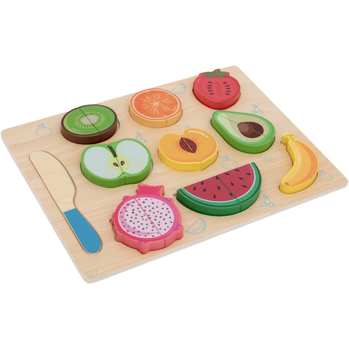 Дървен пъзел Mappy - Моите плодове, 10 части