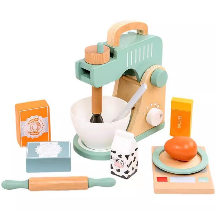 Mappy játékszett, Mixer tartozékokkal, fából, 9 darabos