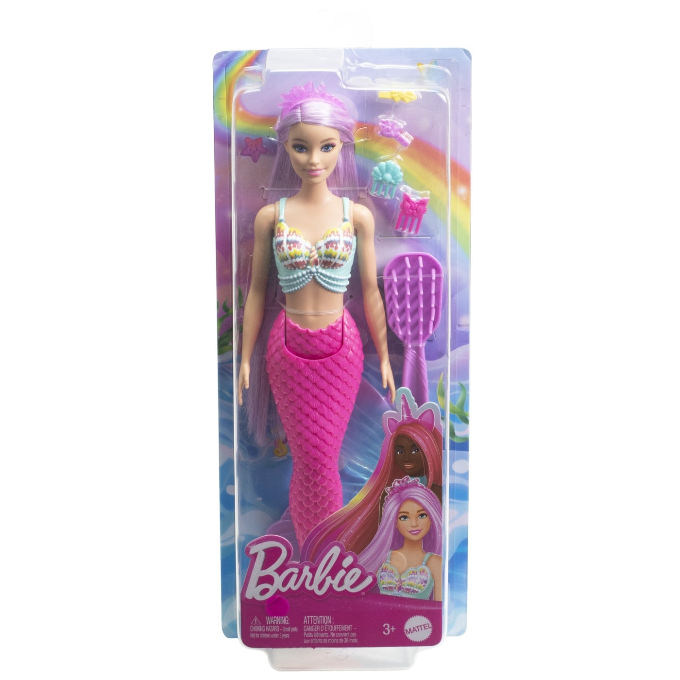 Papusa Barbie Dreamtopia - Sirena cu par mov si coada roz